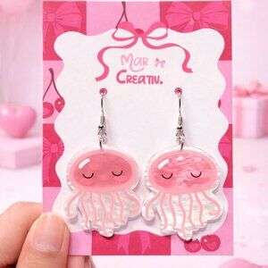 Pink Jellyfish Earrings | Cute Kawaii Ocean Statement Dangles